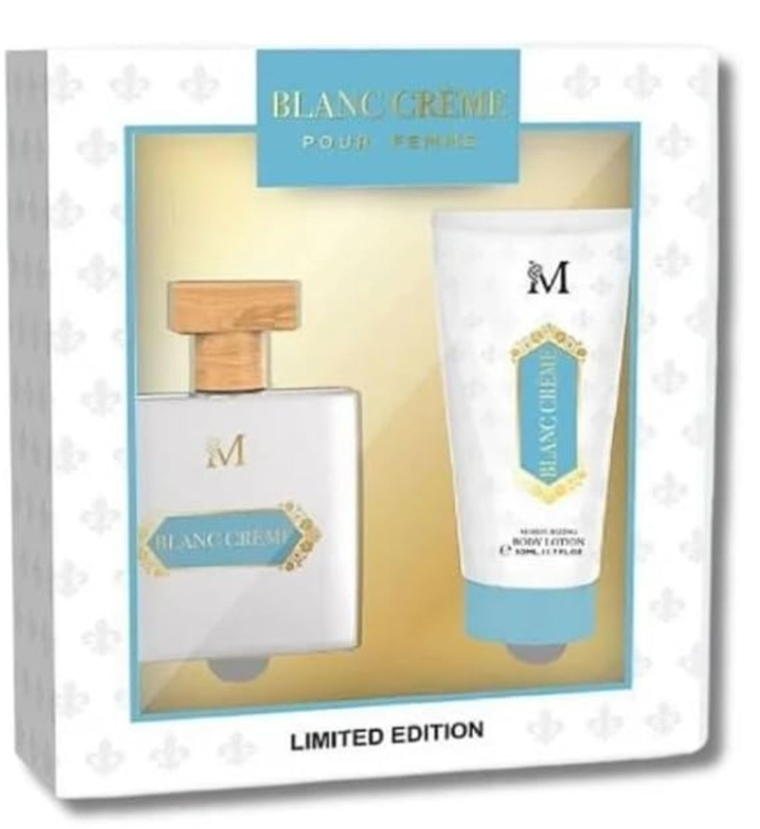 Set perfume y body lotion blanc creme